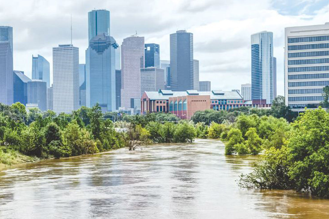 flooded downtown houston during hurricane harvey