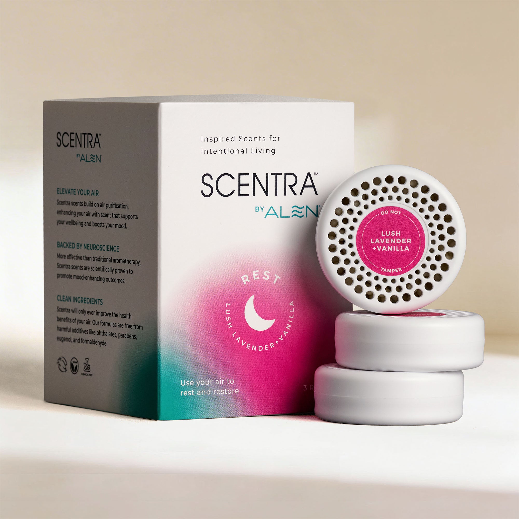 Scentra by Alen 3 scent cartridges and a package